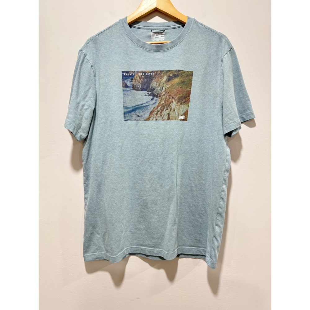 American Eagle Mens Large Blue Twenty Four Seven Coastal Graphic T-Shirt
